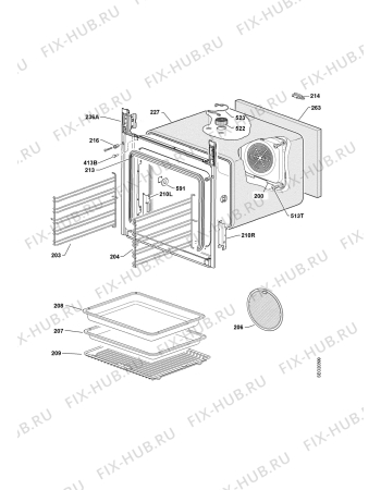 Взрыв-схема плиты (духовки) Electrolux EBGL80 - Схема узла Oven
