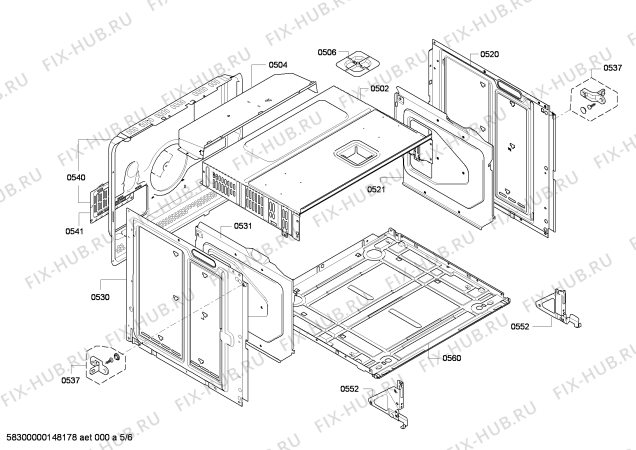 Взрыв-схема плиты (духовки) Siemens HB73A4580 - Схема узла 05