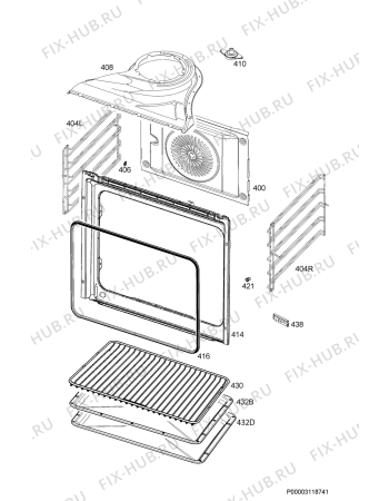 Взрыв-схема плиты (духовки) Electrolux EOB6400ASX - Схема узла Oven