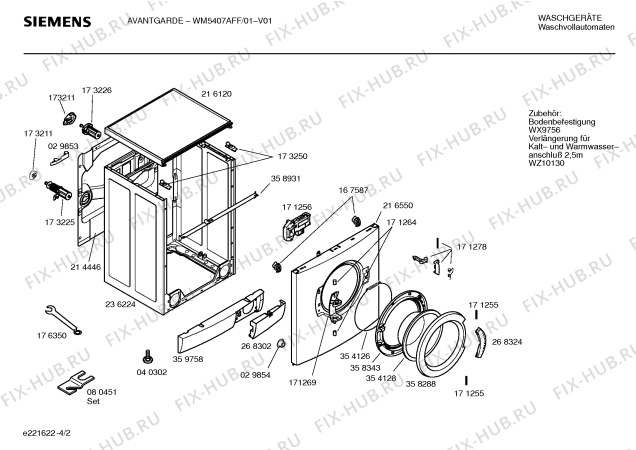 Схема №4 WM5407AFF AVANTGARDE с изображением Панель управления для стиралки Siemens 00359800