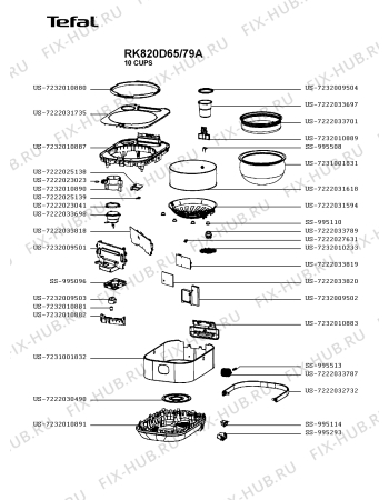 Схема №1 RK820D65/79A с изображением Корпусная деталь для электропароварки Tefal US-7231001832