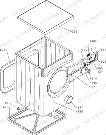 Схема №2 WA655E (364245, PS23/150) с изображением Обшивка для стиральной машины Gorenje 365147