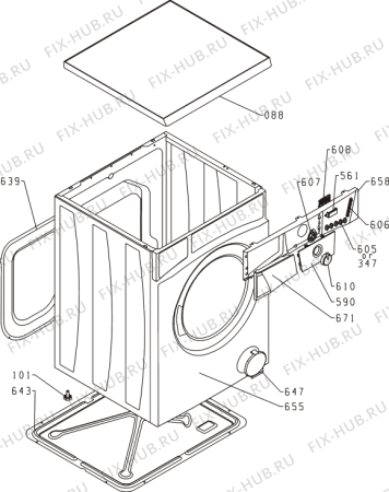 Схема №1 WA72125 (185839, PS23/120) с изображением Обшивка для стиралки Gorenje 185301