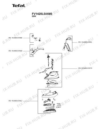 Схема №1 FV1420L0/AM0 с изображением Рукоятка для электропарогенератора Tefal FS-9100015979