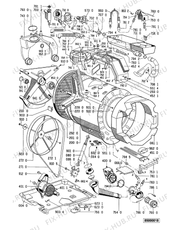 Схема №1 WA 9652 WS с изображением Петля люка (двери) для стиралки Whirlpool 481241718105