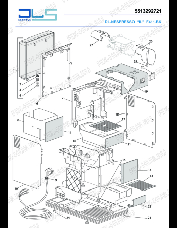 Схема №1 F 421.DB LATTISSIMA с изображением Кабель для электрокофемашины DELONGHI 5013211571