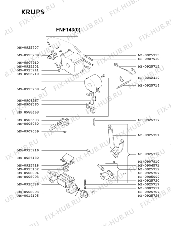 Взрыв-схема кофеварки (кофемашины) Krups FNF143(0) - Схема узла 3P001886.7P6