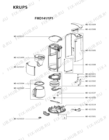 Схема №1 FMD341/1P1 с изображением Трубка для кофеварки (кофемашины) Krups MS-621508