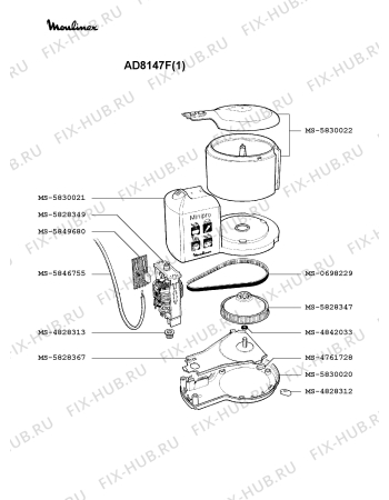 Взрыв-схема кухонного комбайна Moulinex AD8147F(1) - Схема узла PP001316.5P2