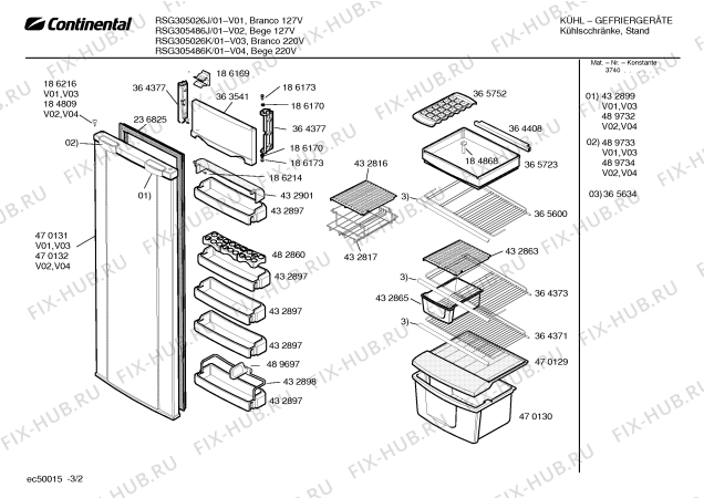 Взрыв-схема холодильника Continental RSG305026J - Схема узла 02