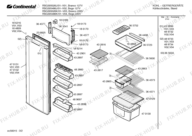 Схема №2 RSF305006J с изображением Крышка для холодильника Bosch 00432863