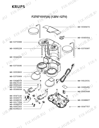 Взрыв-схема кофеварки (кофемашины) Krups F2707151F(A) - Схема узла GP001650.4P2