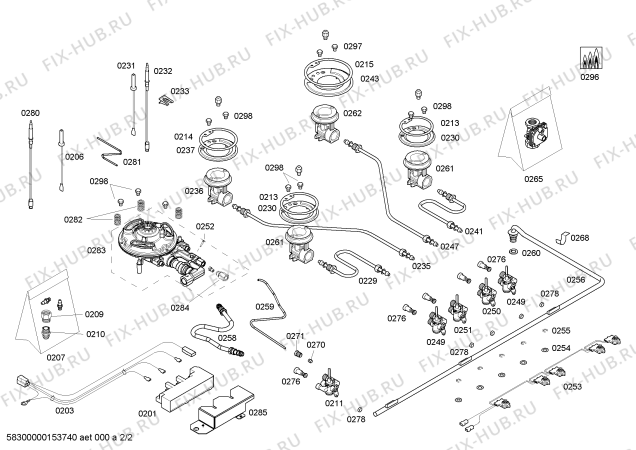Схема №2 T2596N0AU Neff с изображением Газовый кран для плиты (духовки) Siemens 00496303