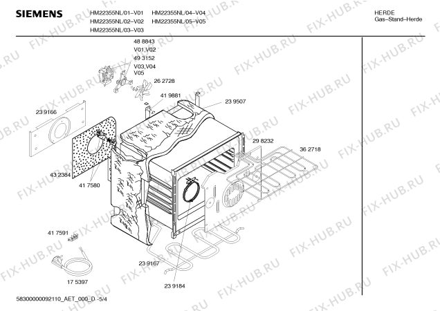 Взрыв-схема плиты (духовки) Siemens HM22355NL Siemens - Схема узла 04