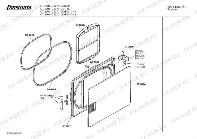 Схема №1 CT27010CH CT27010 с изображением Инструкция по эксплуатации для сушилки Bosch 00515556