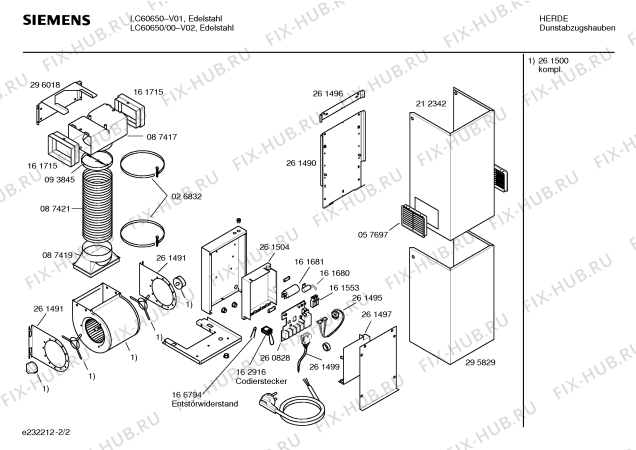 Взрыв-схема вытяжки Siemens LC60650 - Схема узла 02