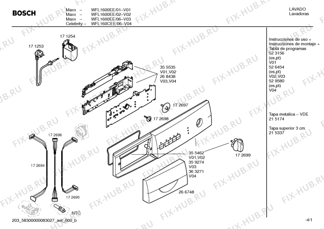 Схема №1 WFL160CEE CELEBRITY с изображением Панель управления для стиральной машины Bosch 00363271