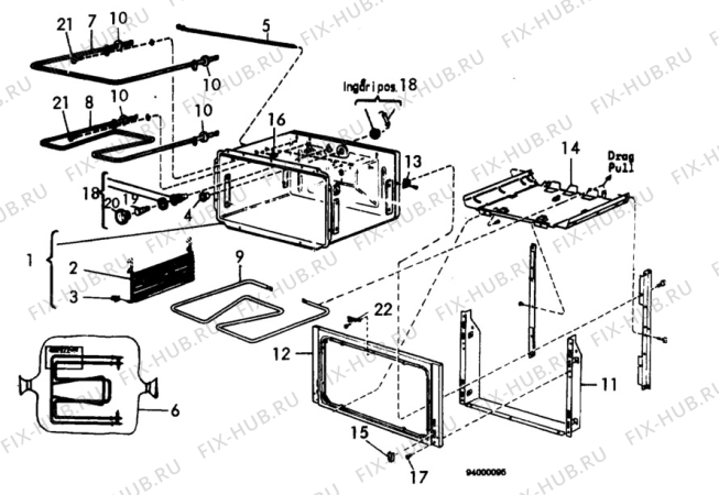 Взрыв-схема посудомоечной машины Elektro Helios SG740 - Схема узла H10 Main Oven Cavity (large)