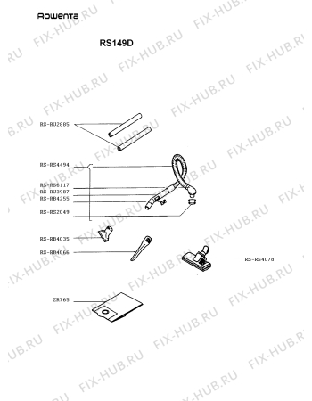 Взрыв-схема пылесоса Rowenta RS149D - Схема узла RS149D__.__1