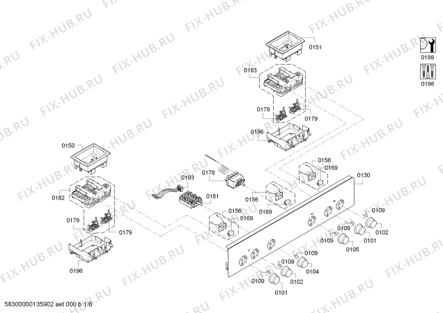 Схема №2 HB10AB520 с изображением Кабель для плиты (духовки) Siemens 00612940