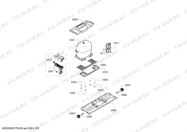 Взрыв-схема холодильника Siemens KG36EDW40 Siemens - Схема узла 03