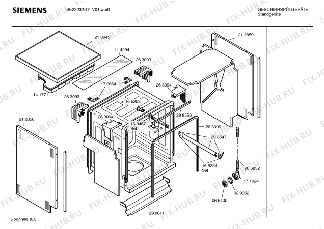 Взрыв-схема посудомоечной машины Siemens SE23232 - Схема узла 03