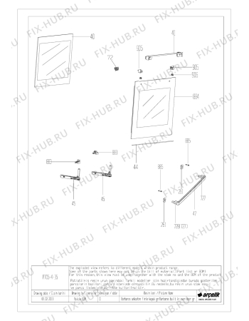 Взрыв-схема плиты (духовки) Beko OIE 23302 X (7757887606) - BARBAROS BI FRONT DOOR GR EXPLODED VIEW