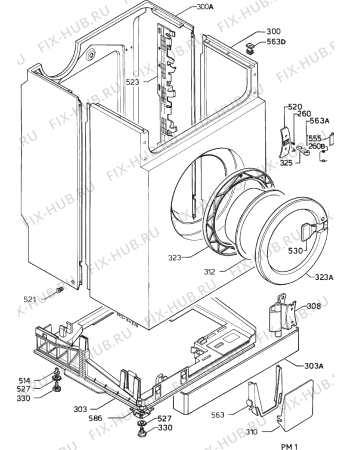 Взрыв-схема стиральной машины Electrolux WH3232 - Схема узла Cabinet + armatures