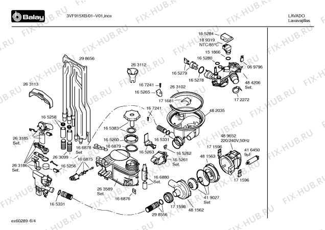 Схема №3 3VF915XC VF915 с изображением Инструкция по эксплуатации для электропосудомоечной машины Bosch 00586911