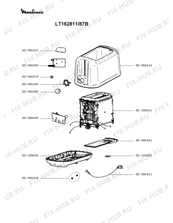 Схема №1 LT160811/87A с изображением Кнопка для электротостера Moulinex SS-986485