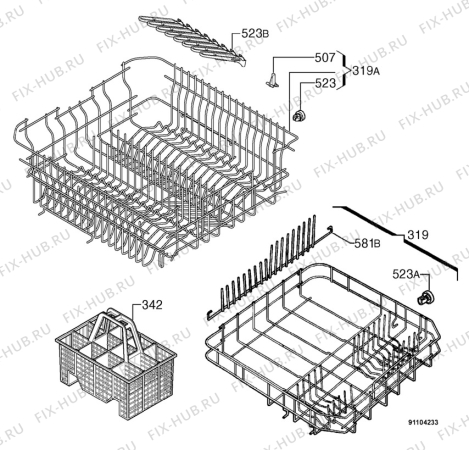 Взрыв-схема посудомоечной машины Arthurmartinelux ASF1631 - Схема узла Basket 160