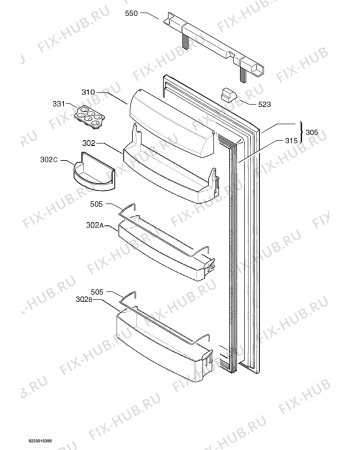 Взрыв-схема холодильника Juno Electrolux JRG94885 - Схема узла Door 003