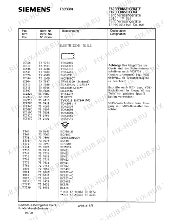 Схема №5 FS956K4 с изображением Инструкция по эксплуатации для жк-телевизора Siemens 00530639