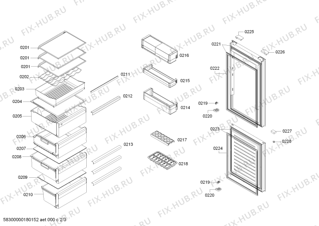 Схема №1 KGN33A2S0C с изображением Выдвижной ящик для холодильной камеры Bosch 11003495