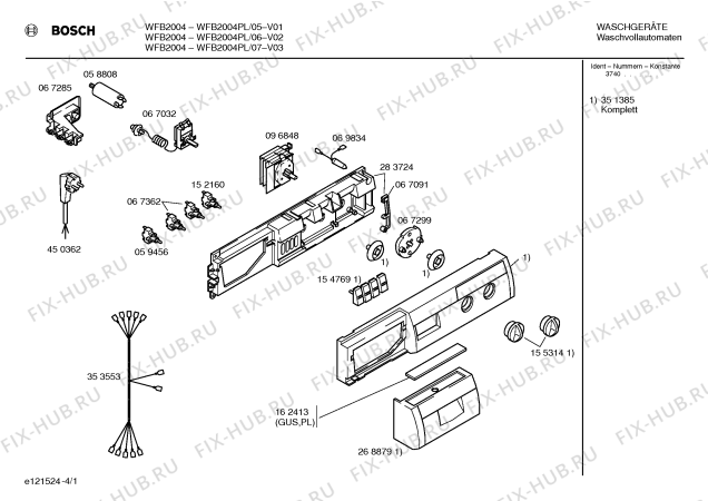 Схема №3 4TE748B TE748 с изображением Переключатель для стиралки Bosch 00152160