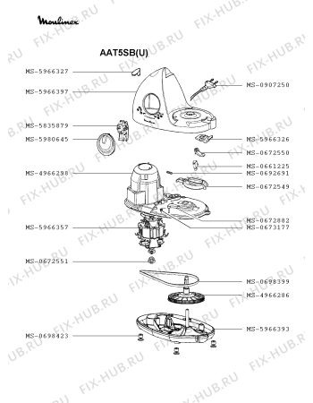 Взрыв-схема кухонного комбайна Moulinex AAT5SB(U) - Схема узла PP002806.9P2