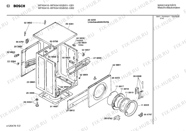 Схема №3 WFK6410GB WFK6410 с изображением Панель для стиральной машины Bosch 00271159