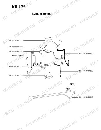 Схема №1 EA893840/700 с изображением Корпусная деталь для кофеварки (кофемашины) Krups MS-8030000153
