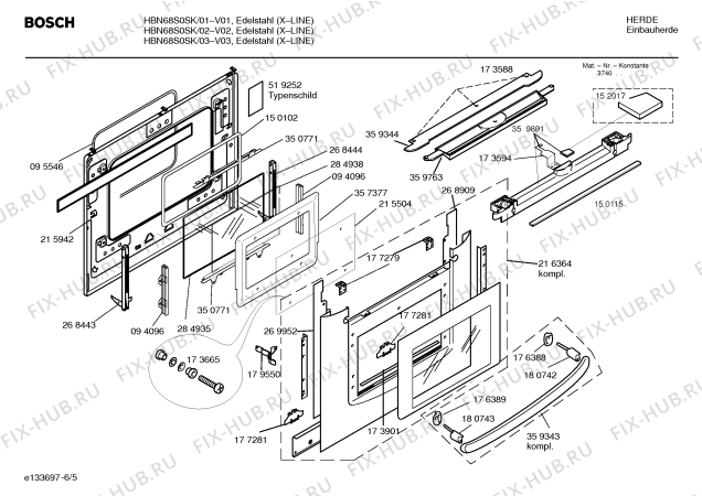 Схема №4 HBN6850SK с изображением Инструкция по эксплуатации для духового шкафа Bosch 00526935