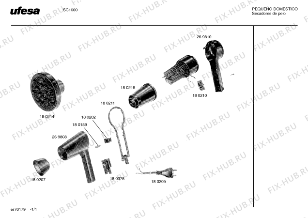 Схема №1 SC1600 с изображением Панель для фена Bosch 00180211