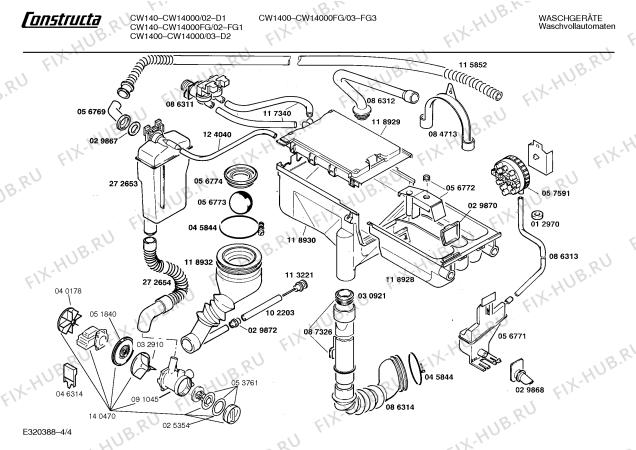 Схема №3 CW14000FG CW140 с изображением Инструкция по эксплуатации для стиральной машины Bosch 00514145
