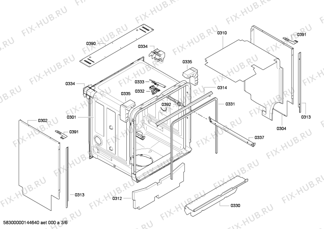 Взрыв-схема посудомоечной машины Bosch SMV53N00EU - Схема узла 03