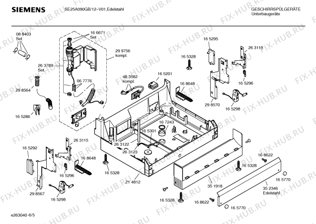 Взрыв-схема посудомоечной машины Siemens SE25A090GB - Схема узла 05