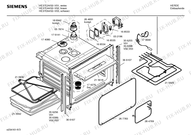 Схема №3 HE37E24 с изображением Инструкция по эксплуатации для плиты (духовки) Siemens 00581094