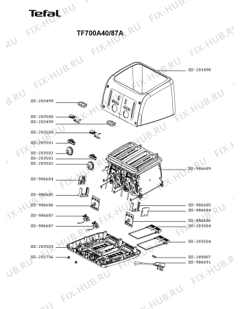 Схема №1 TF700440/87A с изображением Ручка для тостера (фритюрницы) Tefal SS-203500