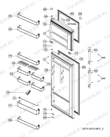 Взрыв-схема холодильника Whirlpool WTH5410 NFX - Схема узла