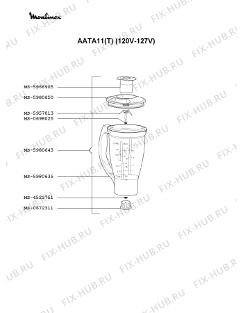 Взрыв-схема кухонного комбайна Moulinex AATA11(T) - Схема узла CP002402.4P3