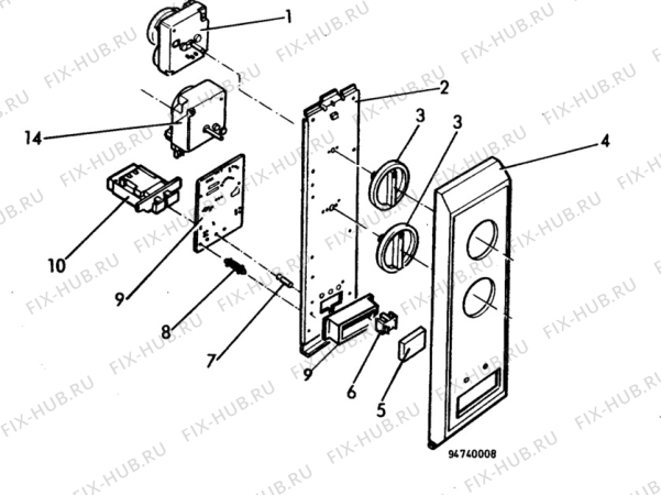 Взрыв-схема микроволновой печи Elektro Helios HC765 - Схема узла H40 Panel, users manual  D