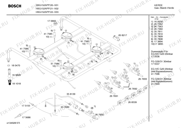 Схема №3 HSG152APP Bosch с изображением Инструкция по эксплуатации для духового шкафа Bosch 00585874