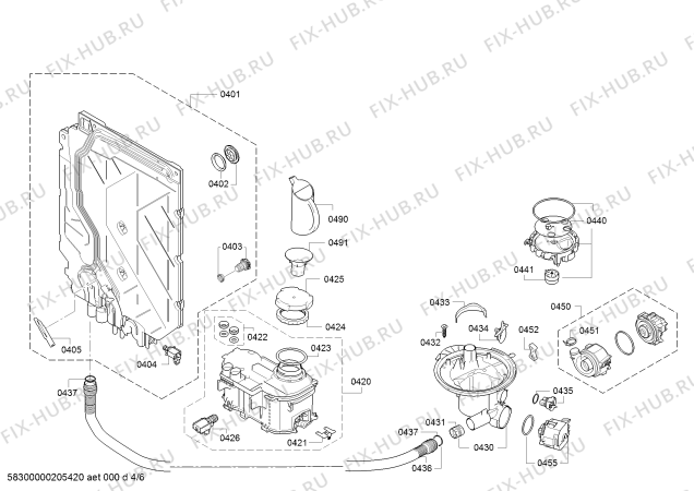 Взрыв-схема посудомоечной машины Siemens SN636X04KE - Схема узла 04